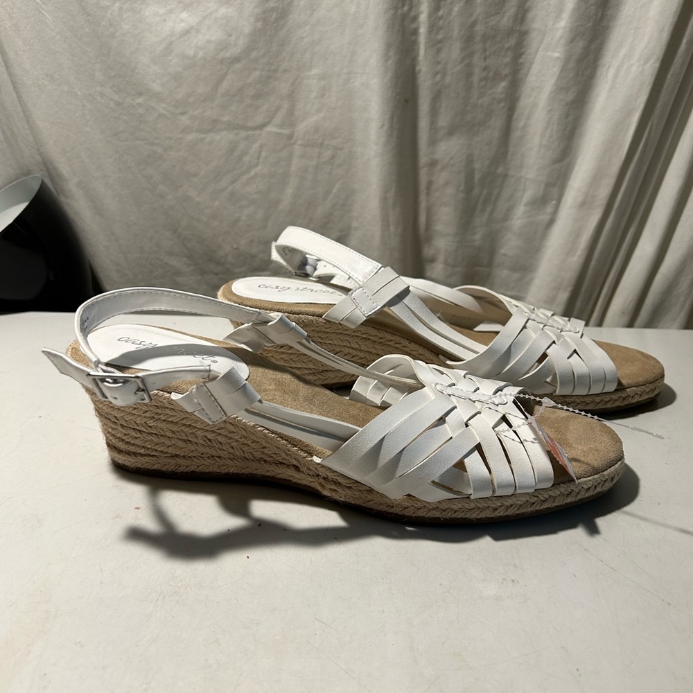Easy street super flex white leather wedge sandals various sizes all NWT